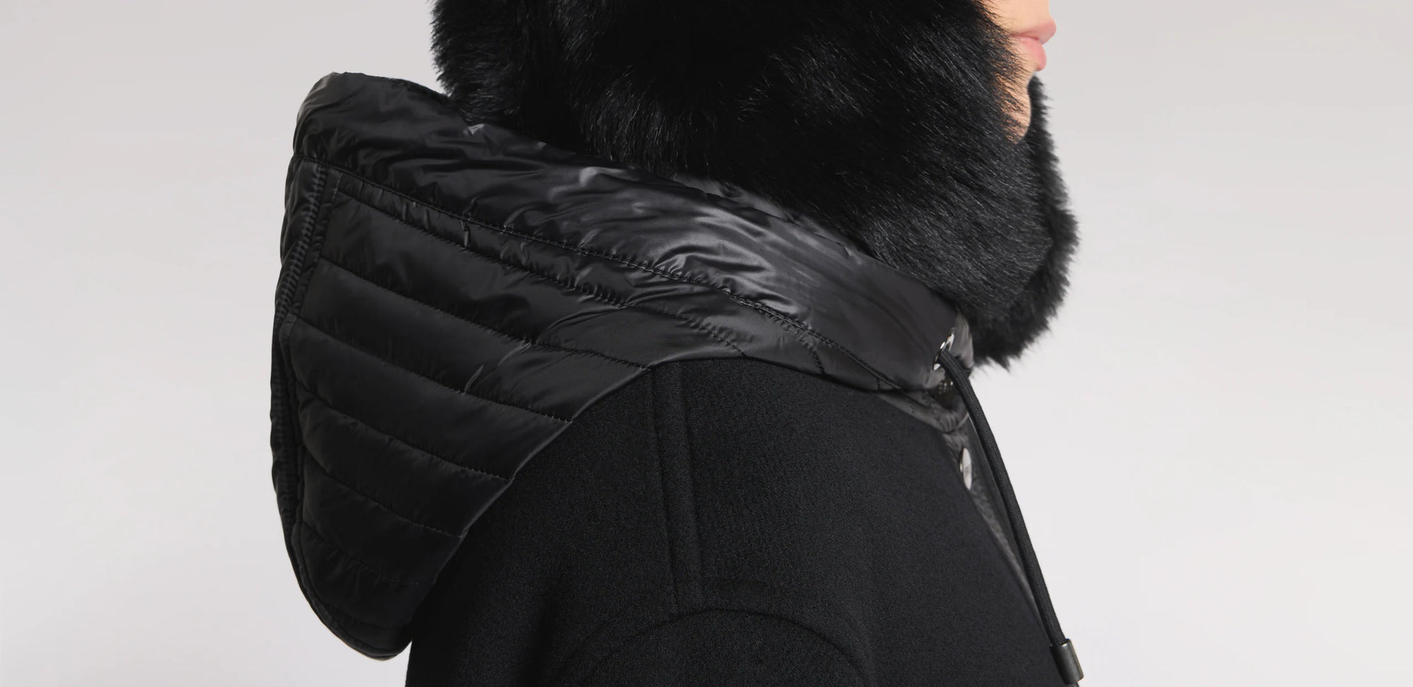 Fay Caban Bimateriale in Lana e Cashmere Nero