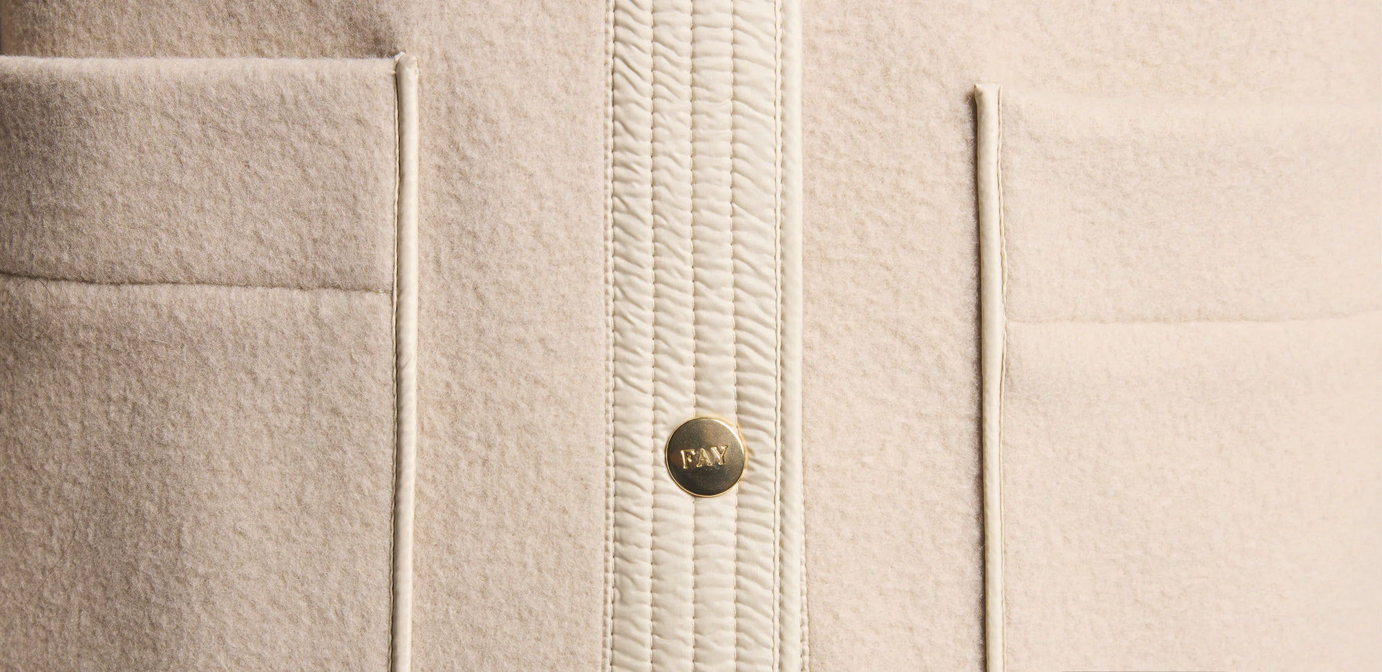 Fay Caban Bimateriale in Lana e Cashmere Beige