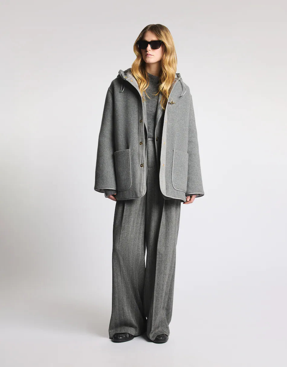 Fay Caban In Cover Garzato Di Lana Grigio