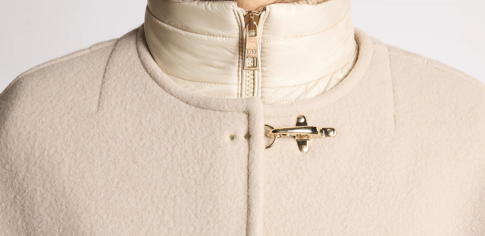 Fay Mantella 3 in 1 Double-face In Lana e Cashmere Beige