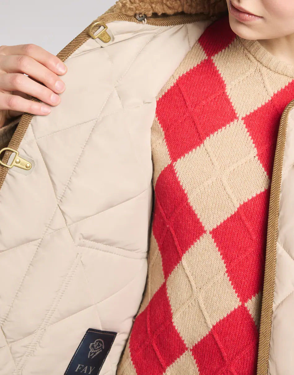 Fay 3 Ganci Trapuntato In Tessuto Tecnico Beige