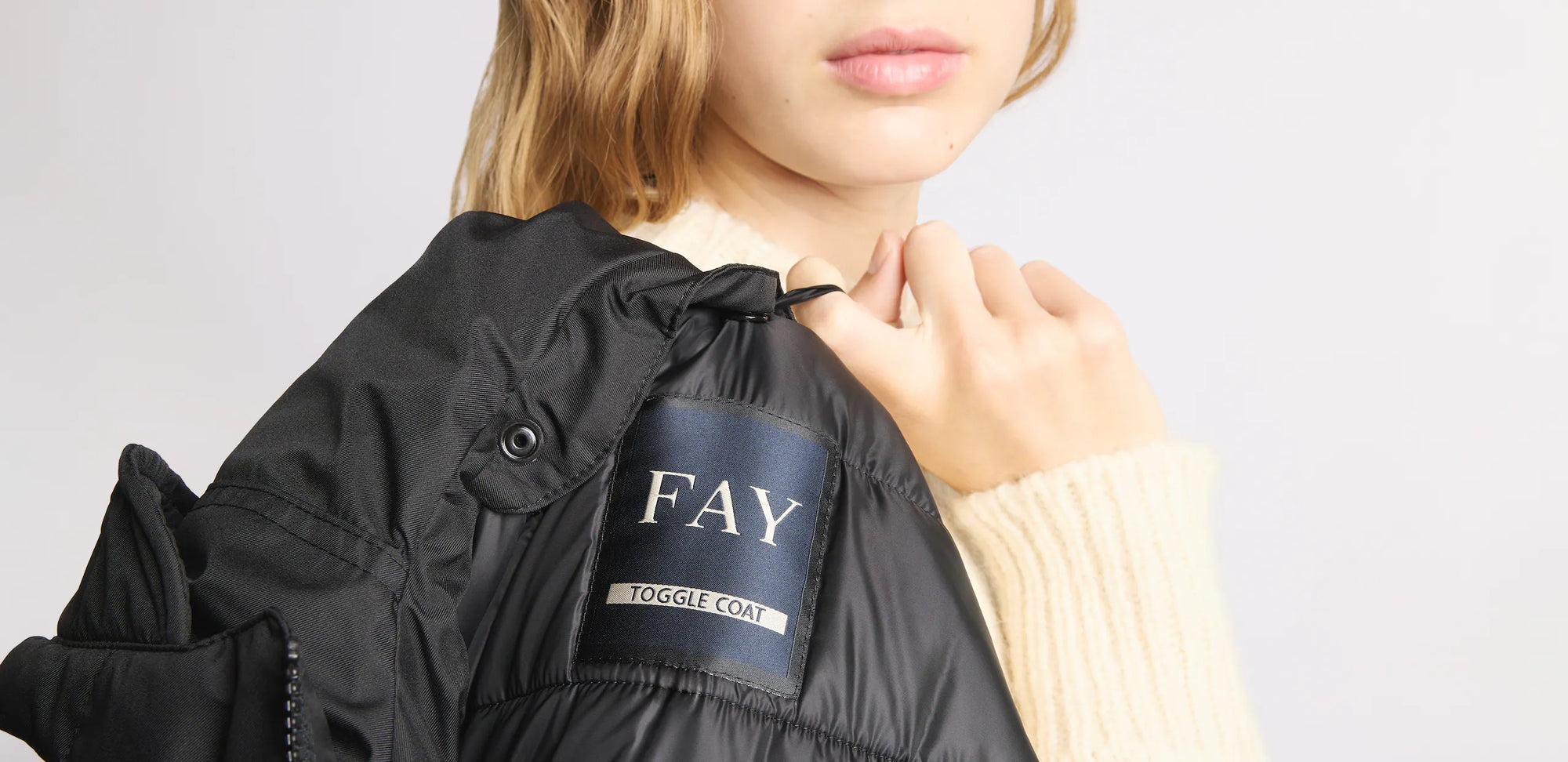 Fay Toggle Coat In Gabardine Tecnico Nero