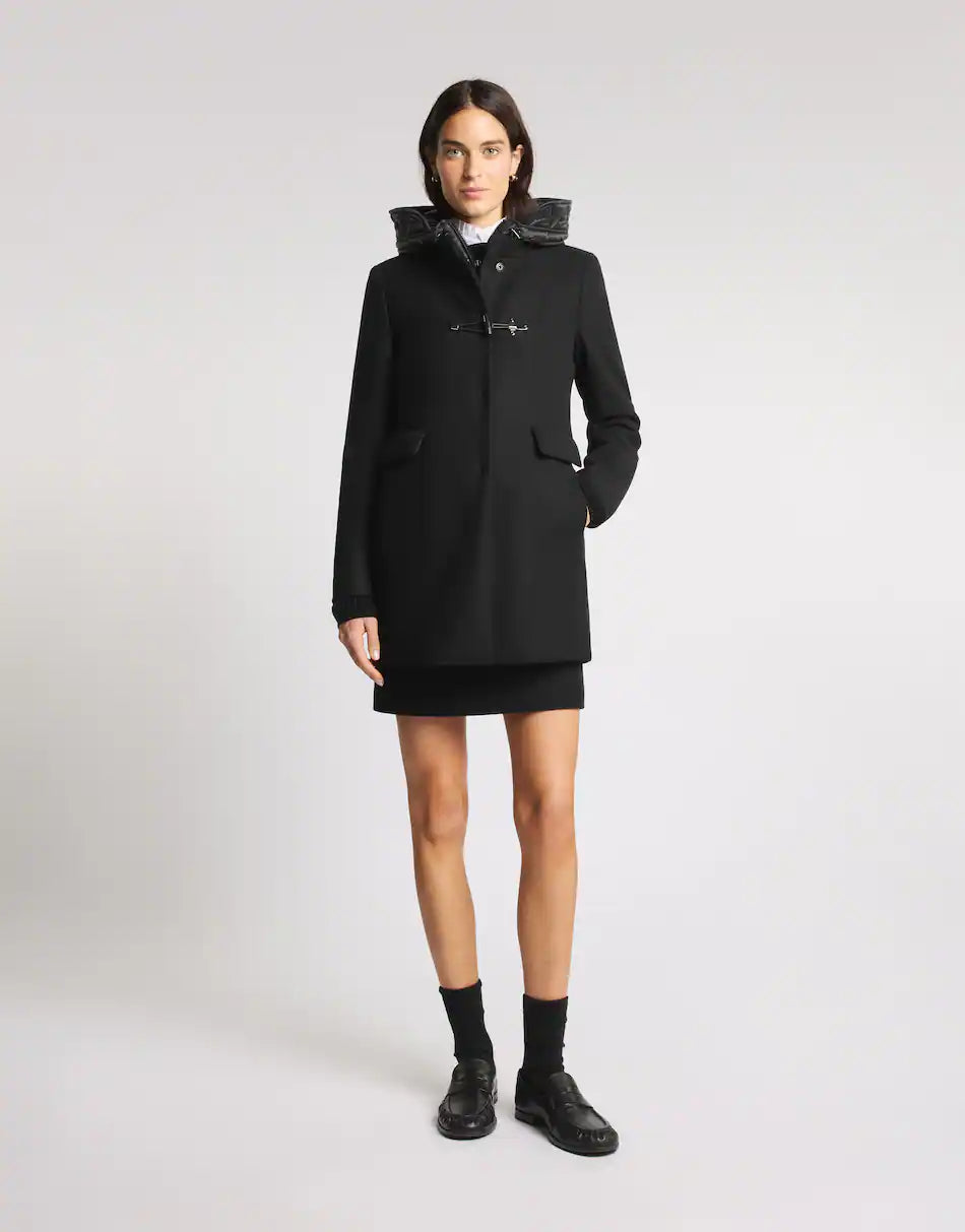 Fay Toggle Coat In Panno Di Lana Garzato E Cashmere Nero