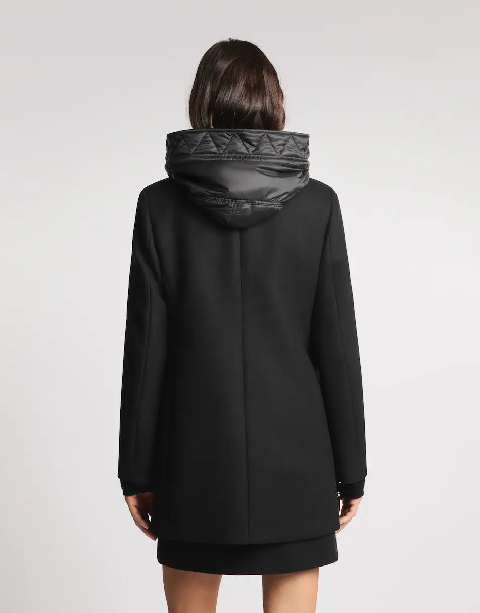 Fay Toggle Coat In Panno Di Lana Garzato E Cashmere Nero