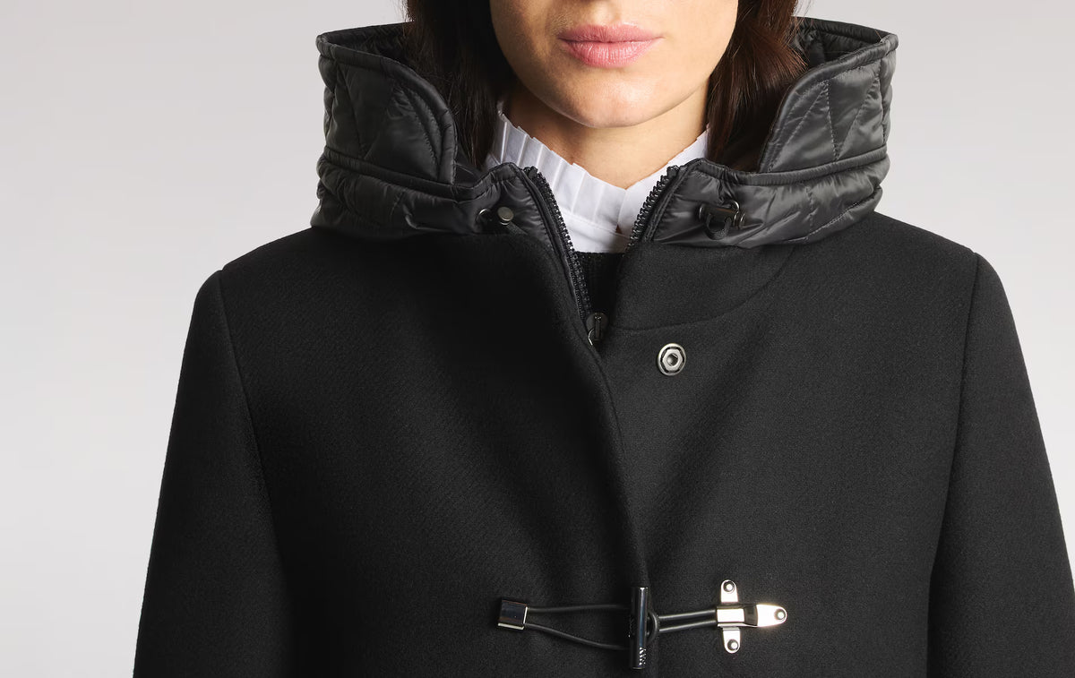 Fay Toggle Coat In Panno Di Lana Garzato E Cashmere Nero