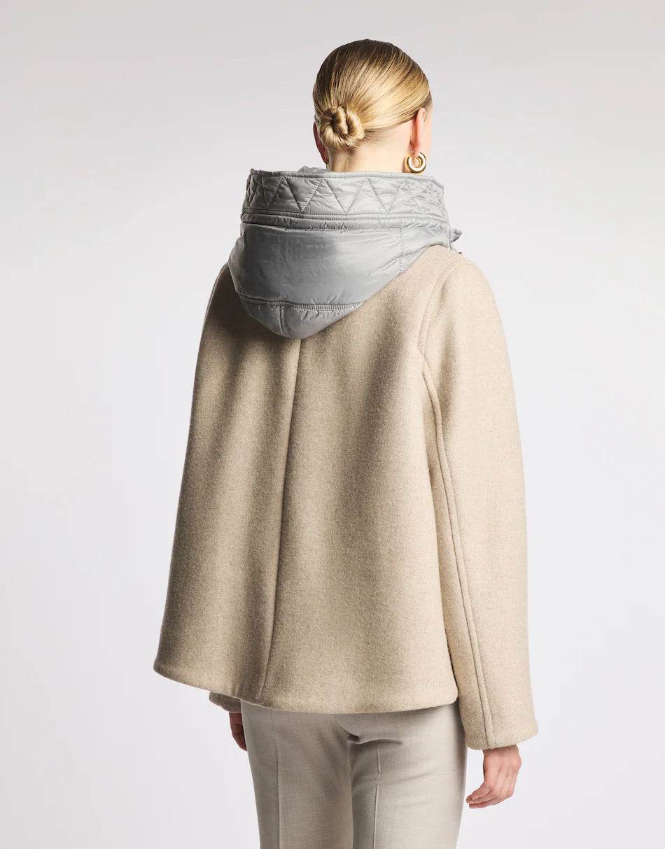 Fay Cappa Toggle Coat In Panno Di Lana Garzato Melange Beige