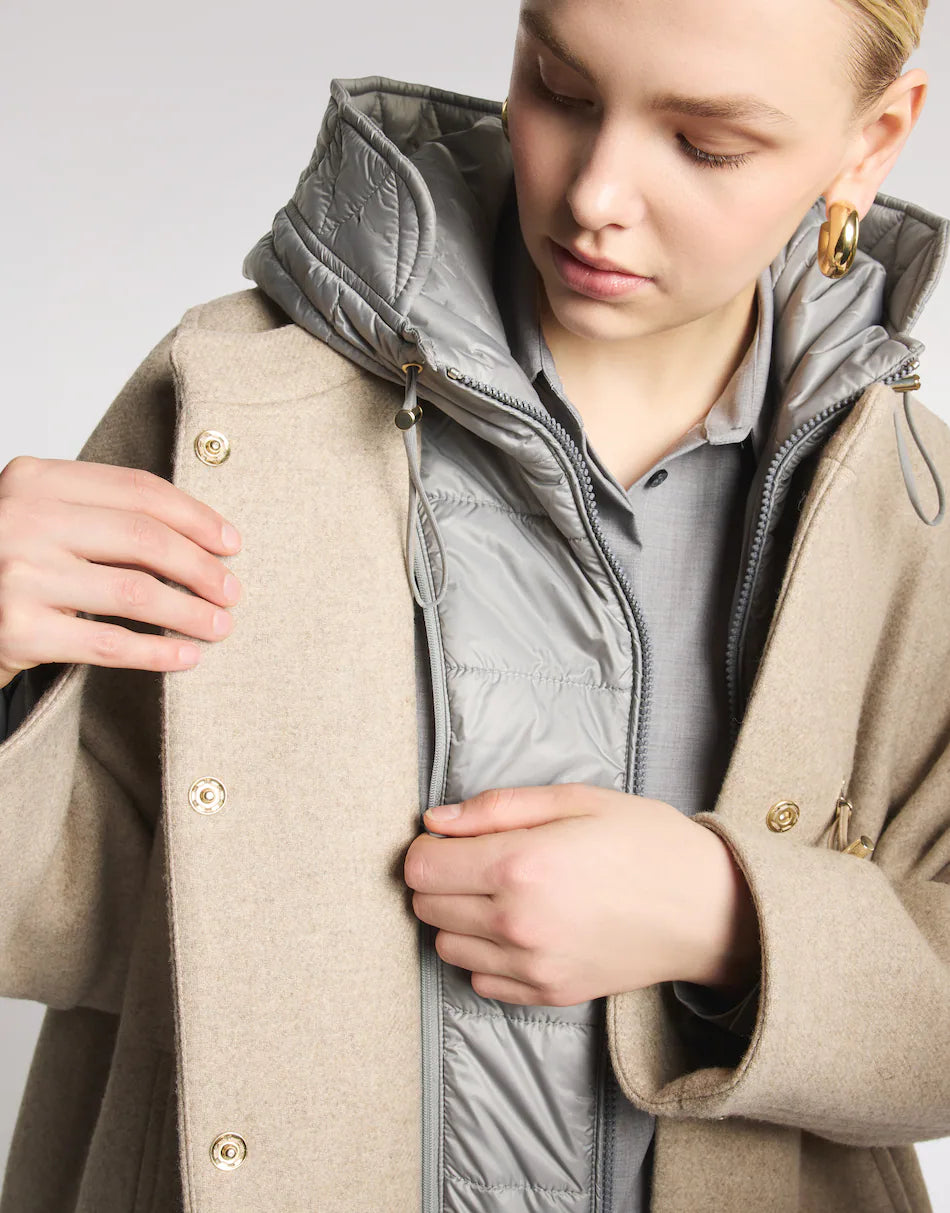 Fay Cappa Toggle Coat In Panno Di Lana Garzato Melange Beige