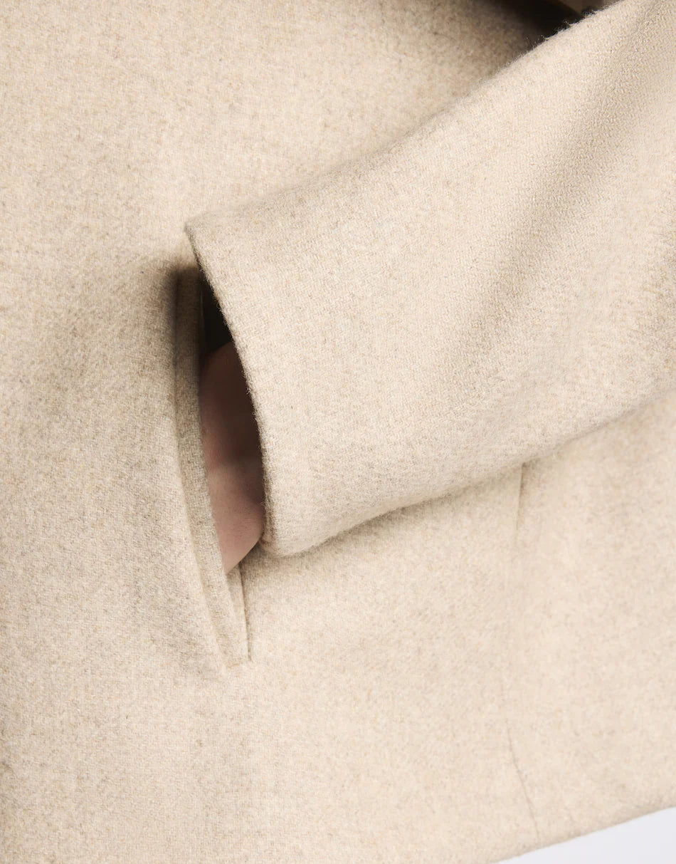 Fay Cappa Toggle Coat In Panno Di Lana Garzato Melange Beige