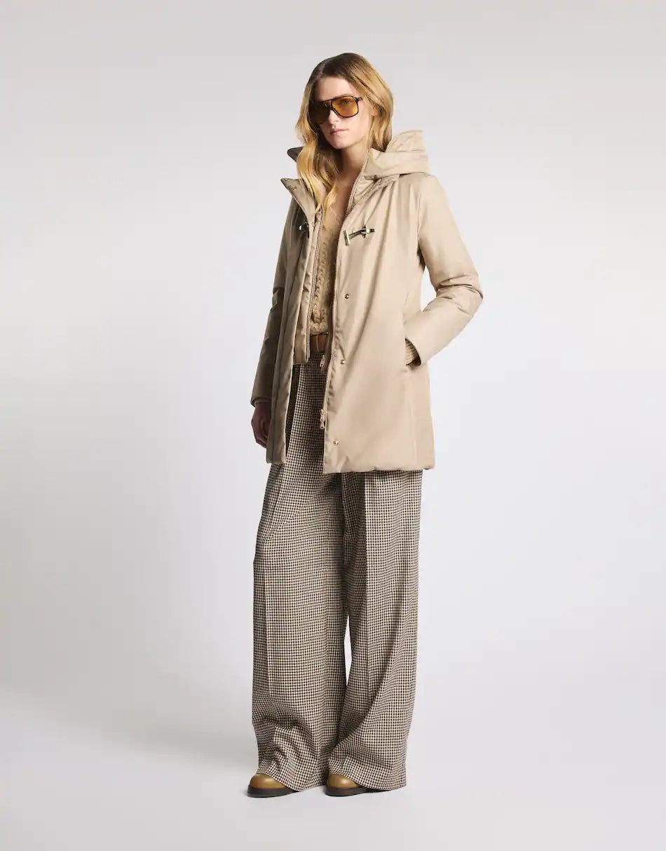 Fay Toggle Coat In Gabardine Tecnico Beige