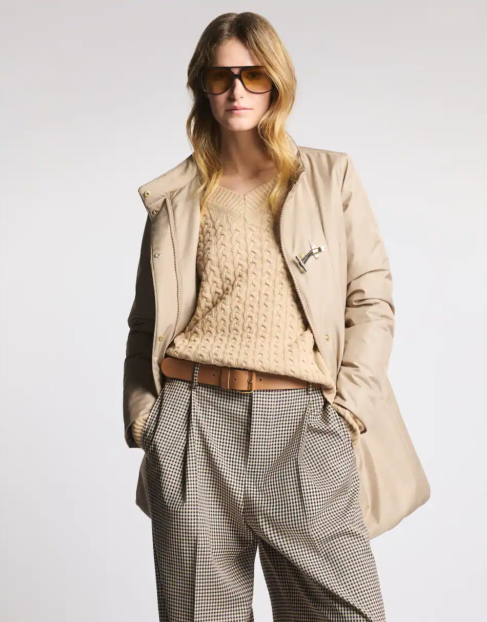 Fay Toggle Coat In Gabardine Tecnico Beige