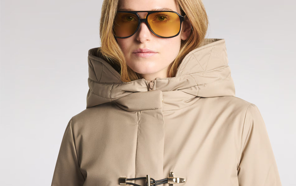 Fay Toggle Coat In Gabardine Tecnico Beige