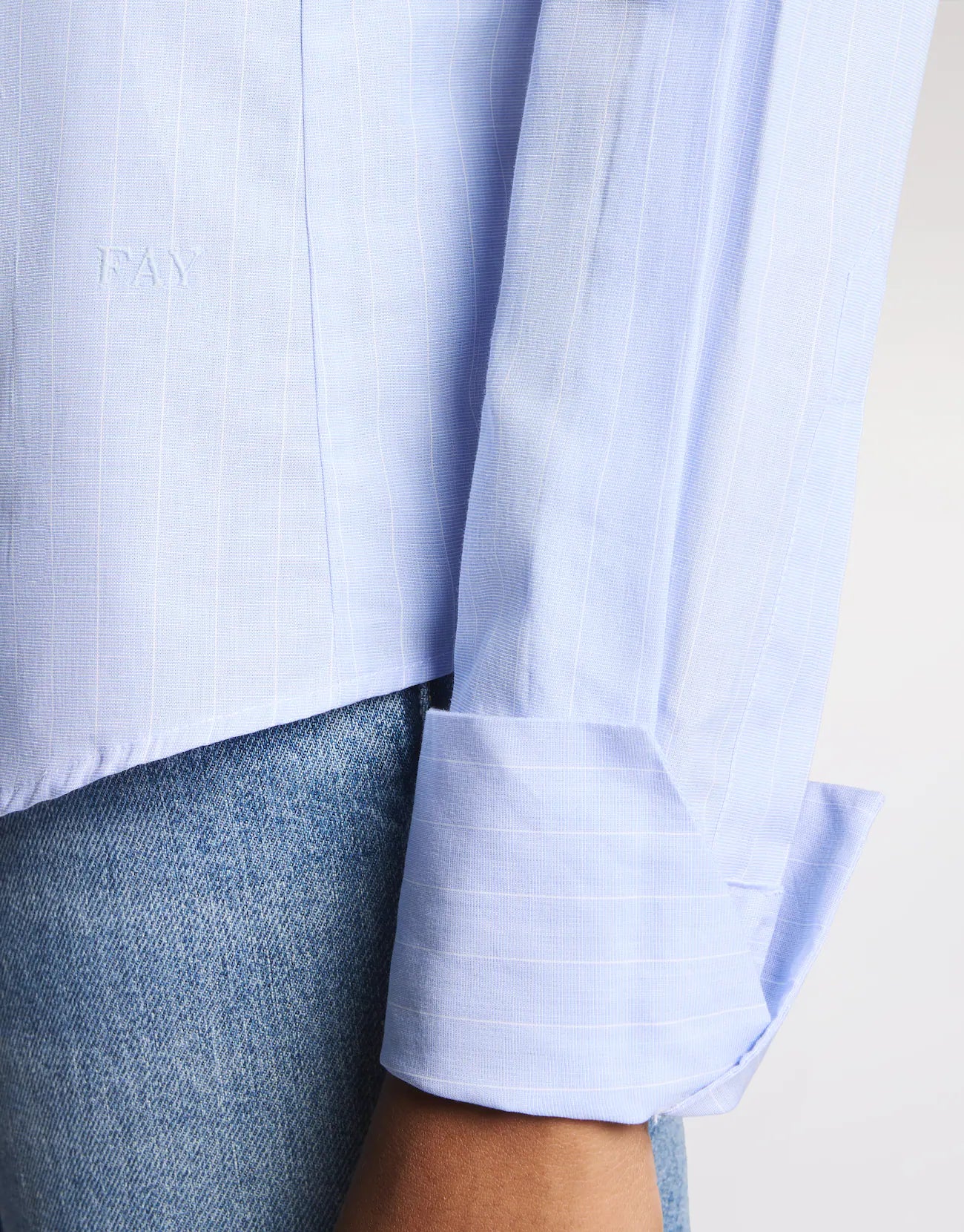 Fay Slim Fit Cotton Shirt, Light Blue