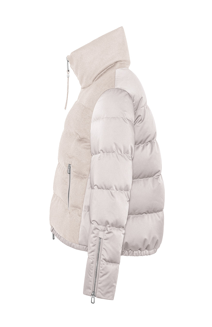 Duno Nerea Wool And Satin Down Jacket Ivory White