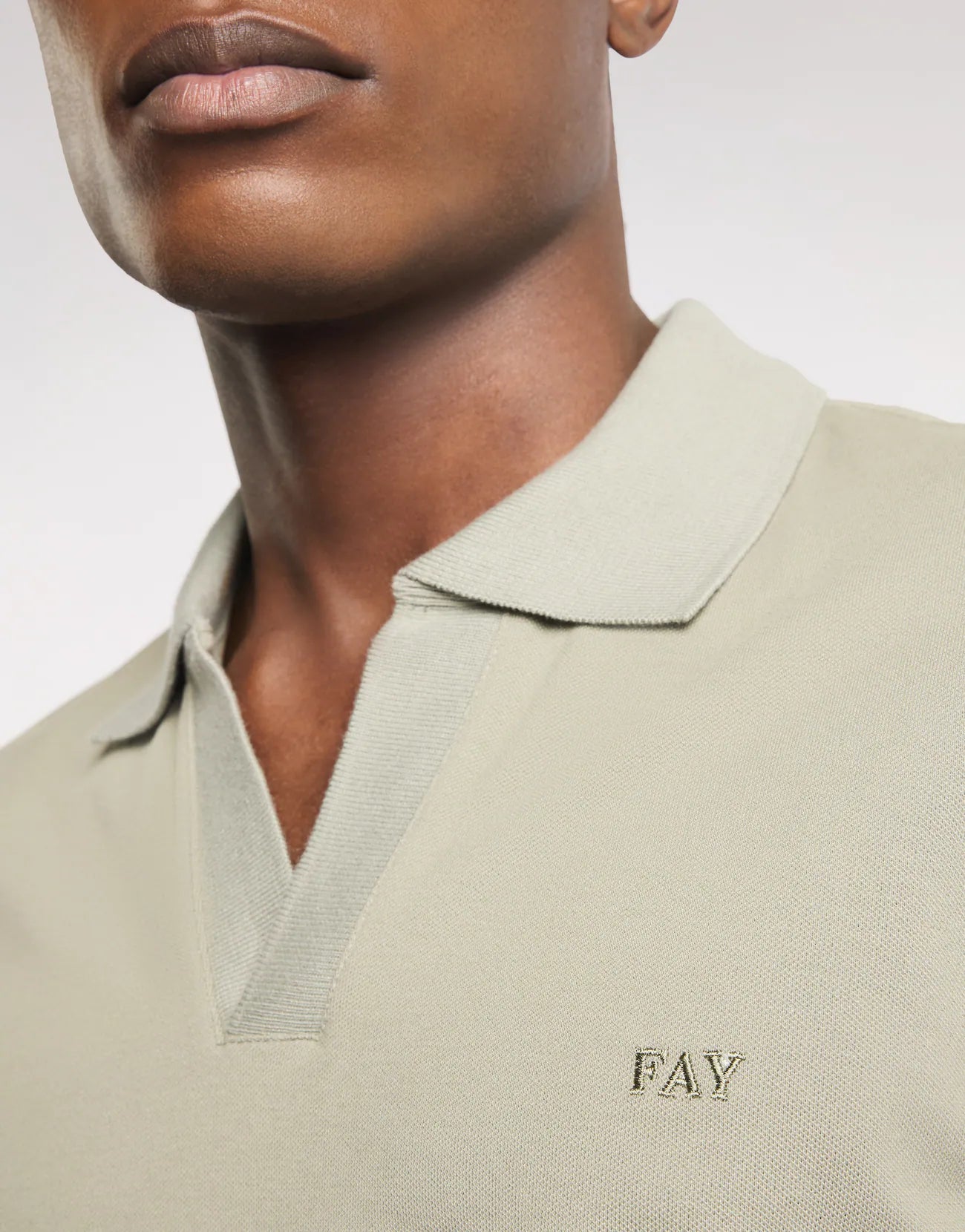 Fay Slim Fit Polo in Green Stretch Piquet