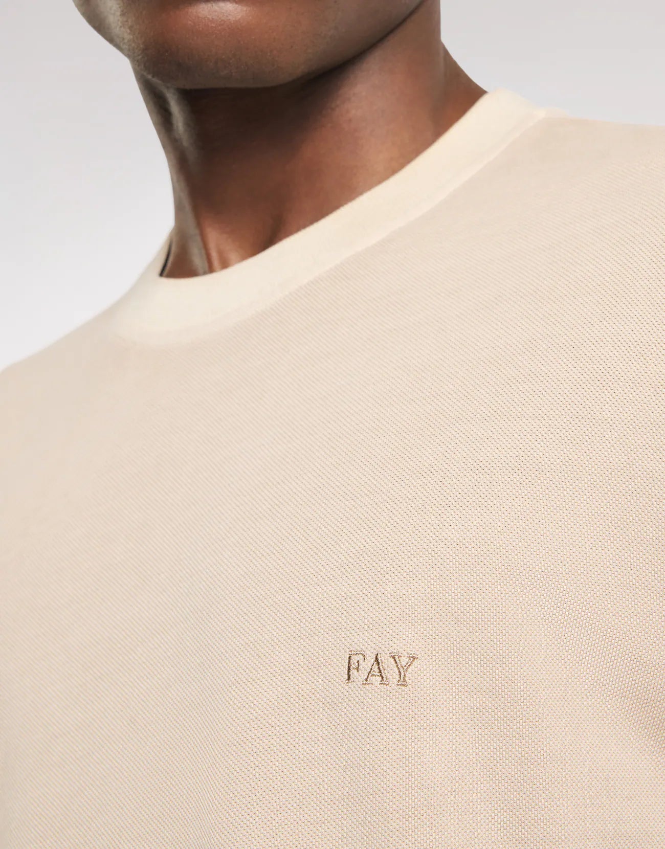 Fay Comfort Fit T-shirt in Beige Cotton Piquet
