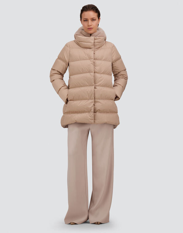 Herno A-Shape In Raso E Lady Alternative Fur Chantilly