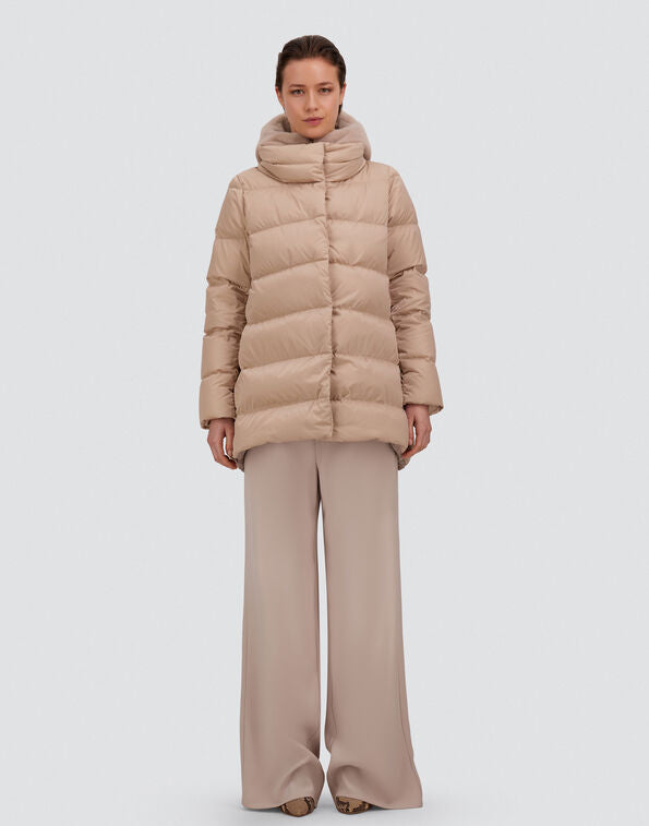 Herno A-Shape In Raso E Lady Alternative Fur Chantilly