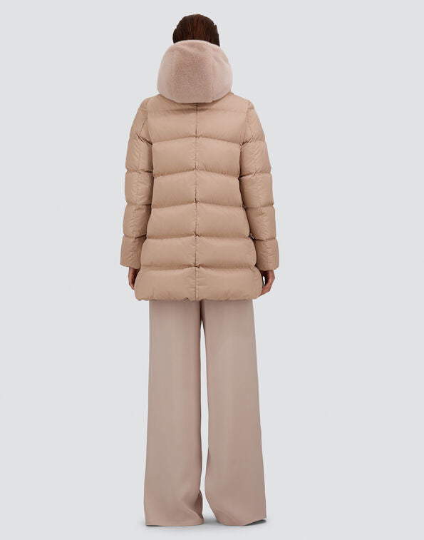 Herno A-Shape In Raso E Lady Alternative Fur Chantilly