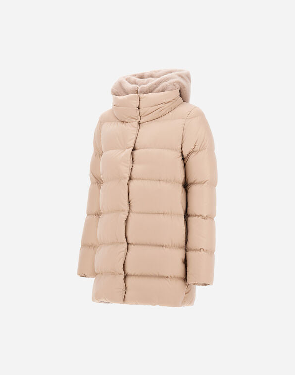 Herno A-Shape In Raso E Lady Alternative Fur Chantilly