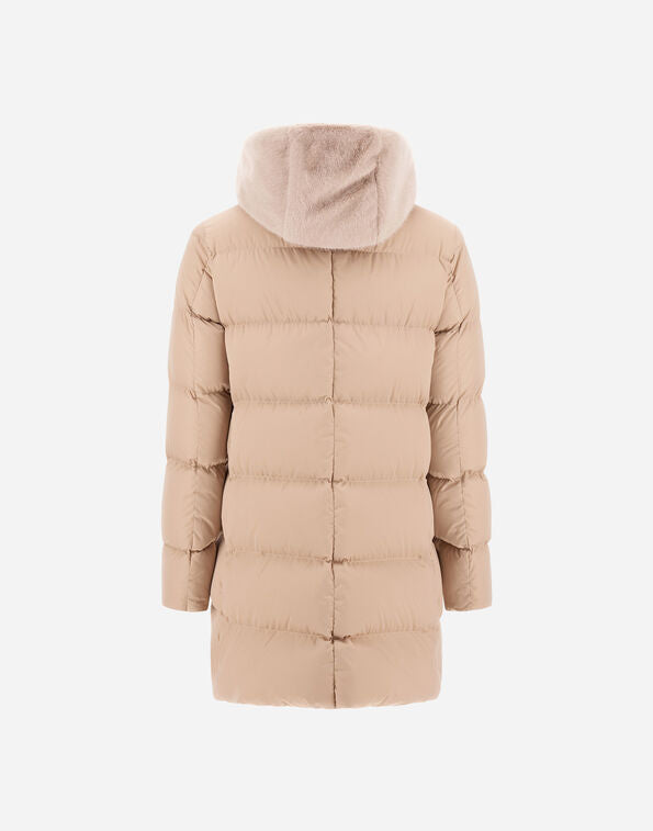 Herno A-Shape In Raso E Lady Alternative Fur Chantilly