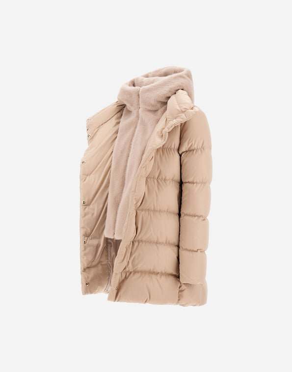 Herno A-Shape In Raso E Lady Alternative Fur Chantilly