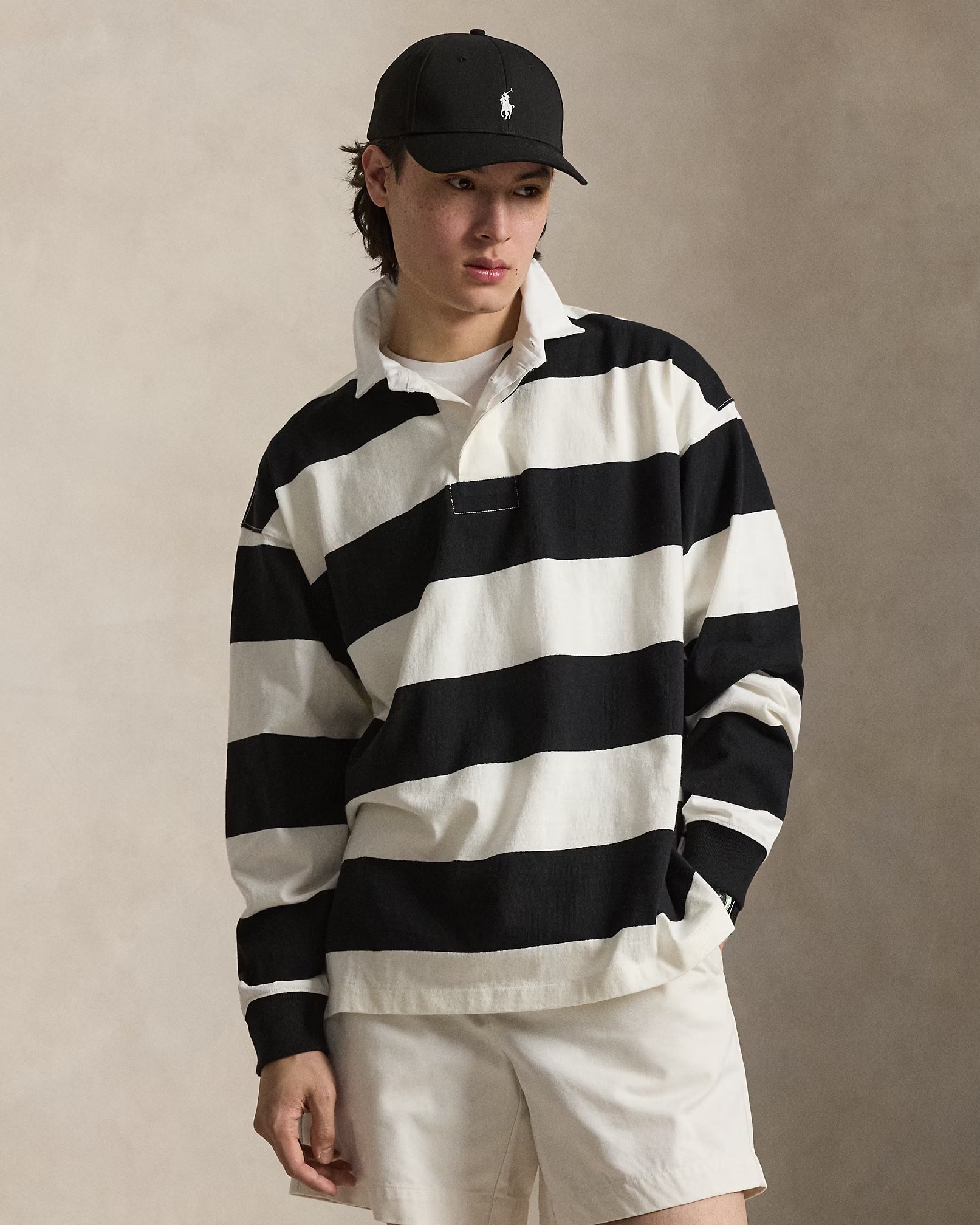 Polo-Ralph-Lauren-Maglia-rugby-in-jersey-Big-Fit-a-righe-panna-nero-710965471501-1