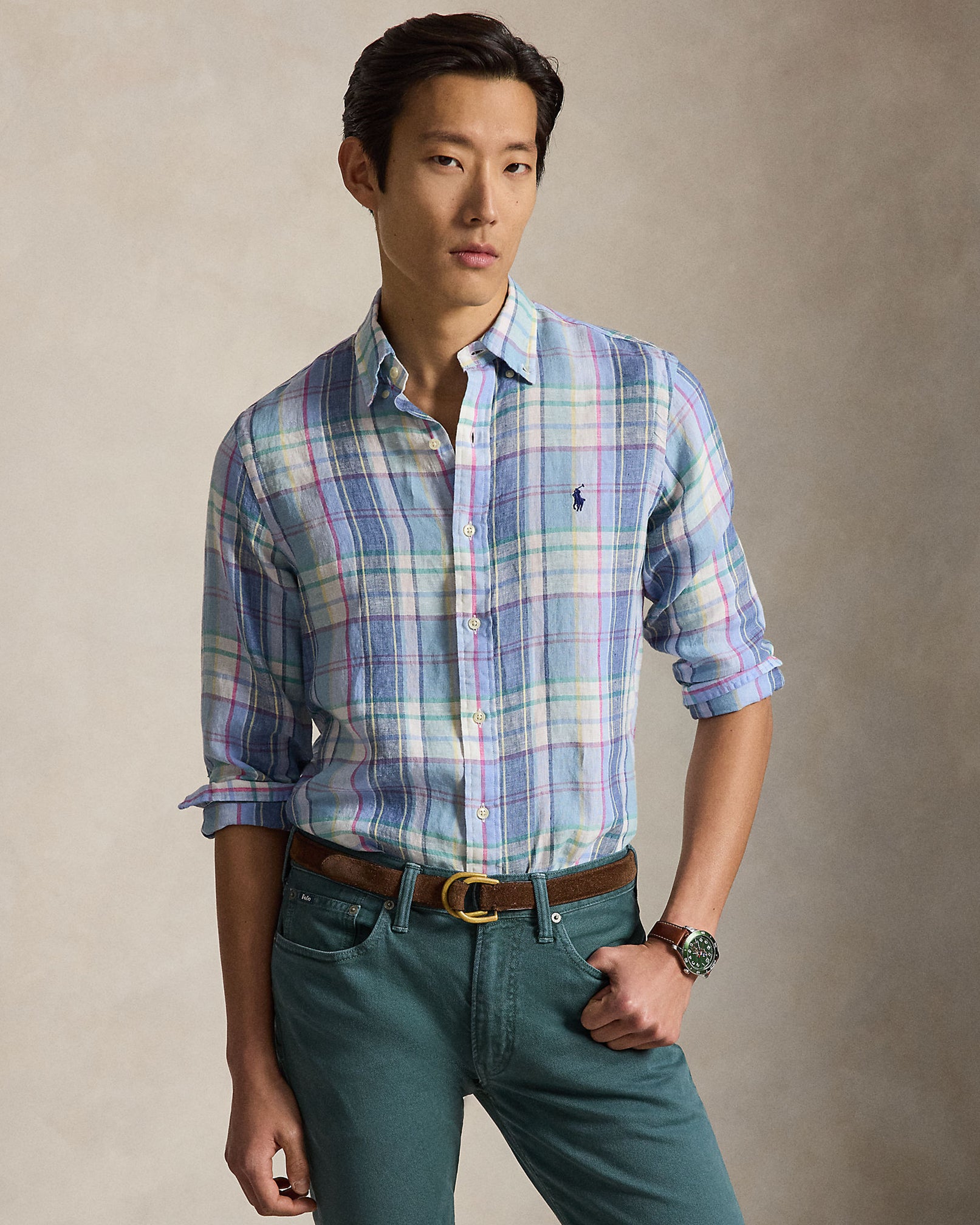 Polo-Ralph-Lauren-camicia-quadri-blu-verde-710B16705002-in.lino-2