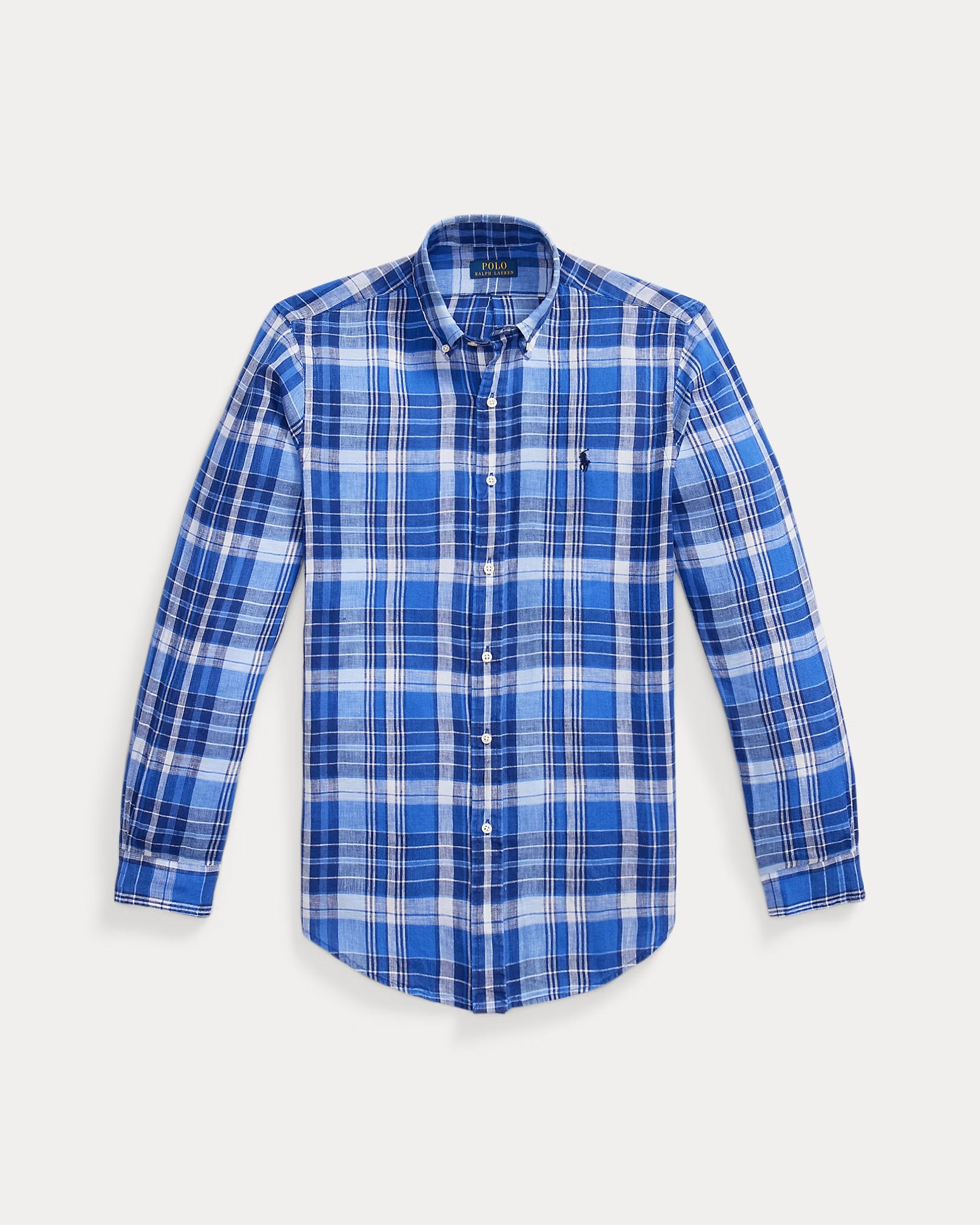 Polo-Ralph-Lauren-custom-fit-plaid-linen-shirt-blu-710B16790001-2