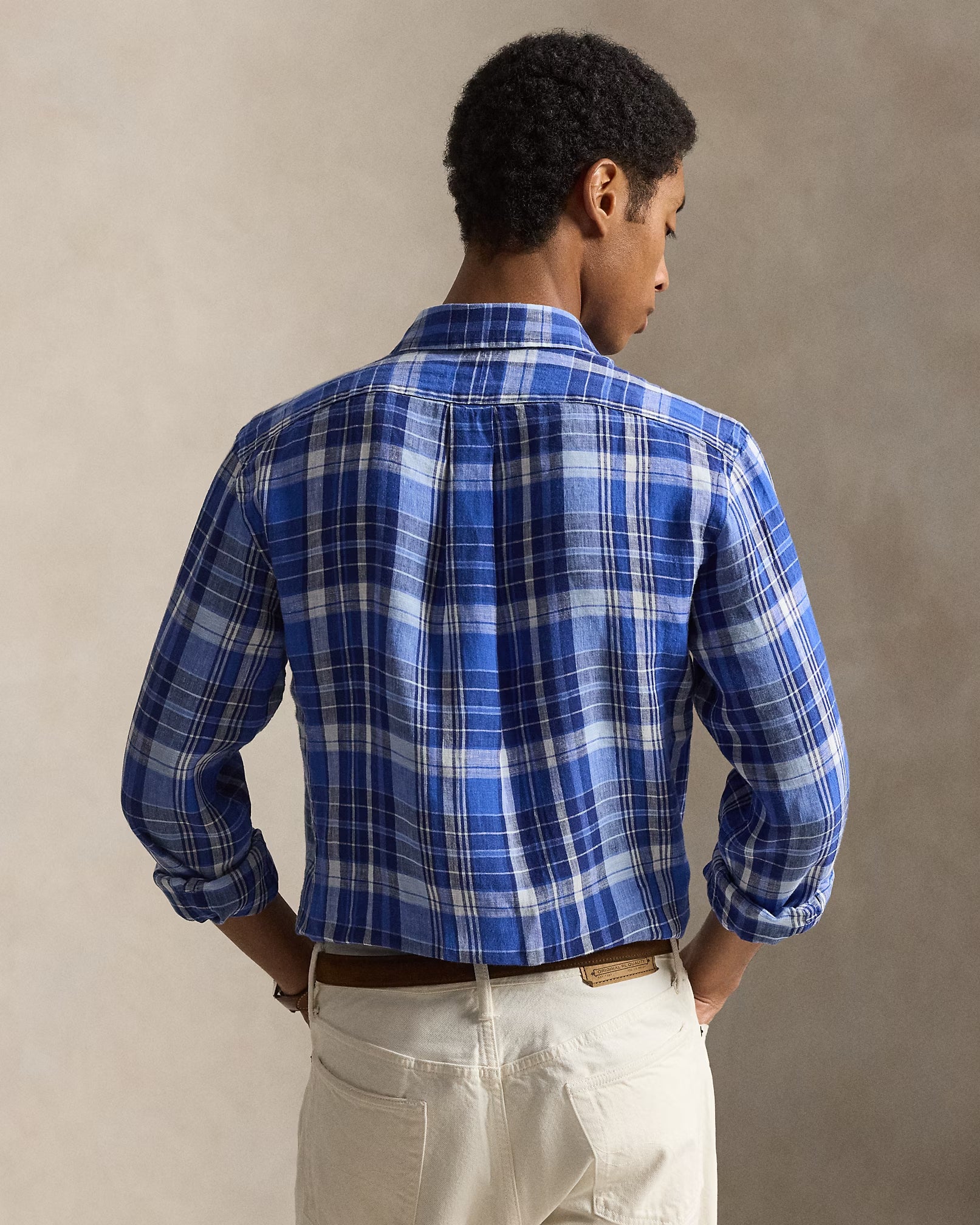 Polo-Ralph-Lauren-custom-fit-plaid-linen-shirt-blu-710B16790001-4