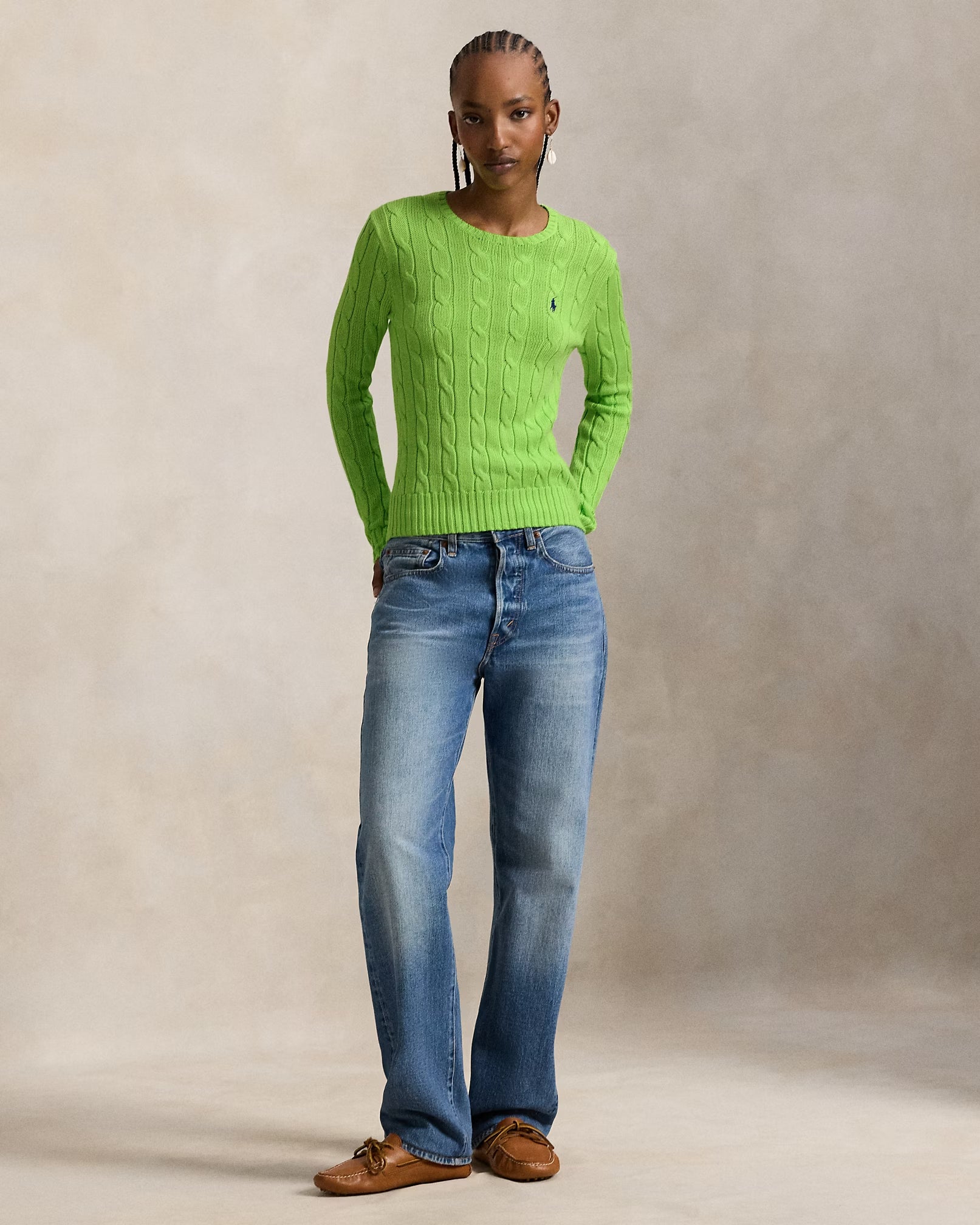 Polo-Ralph-Lauren-maglia-a-girocollo-in-cotone-a-trecce-211971869504-verde-brillante-3