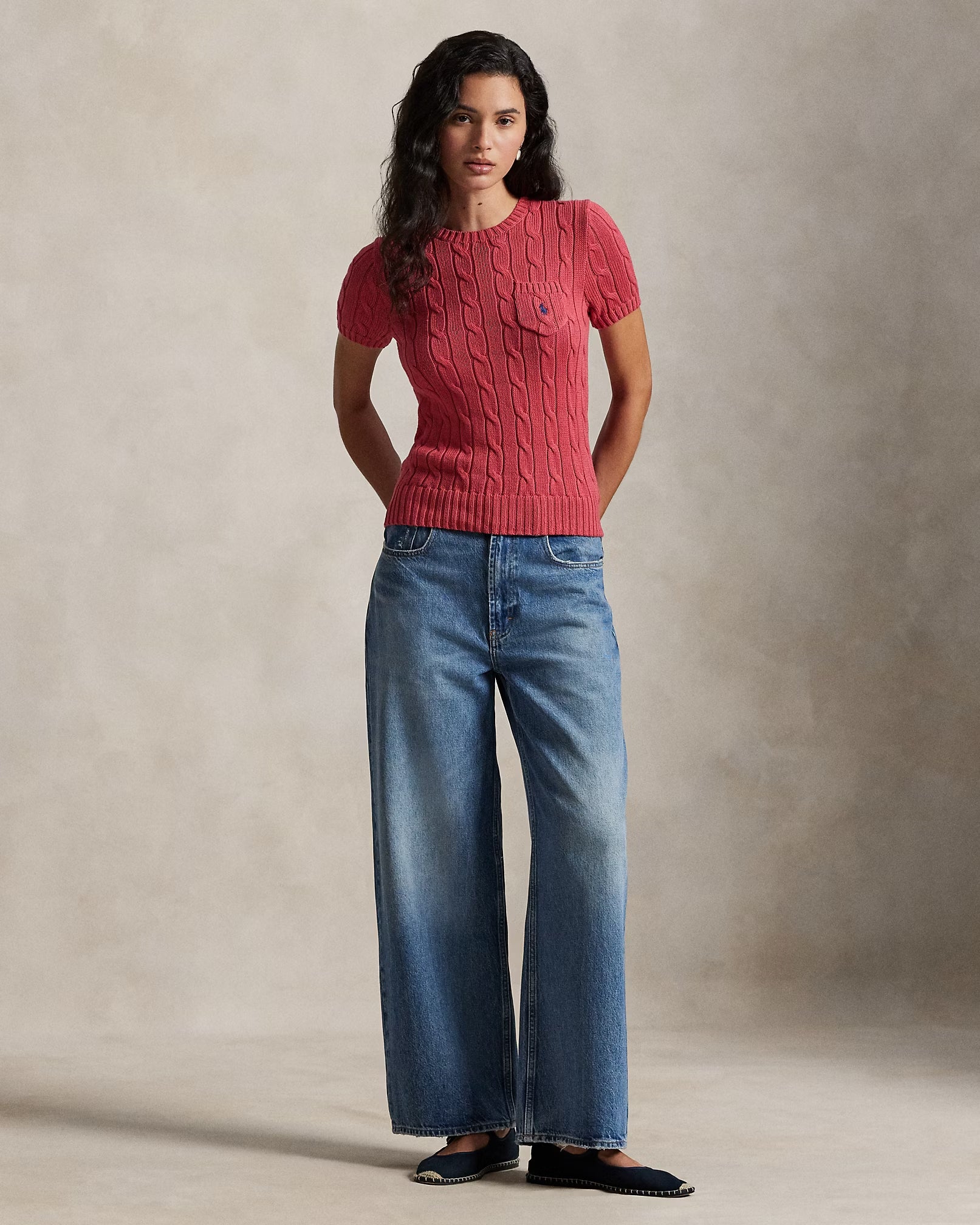 Polo Ralph Lauren Maglia A Maniche Corte A Trecce Rossa