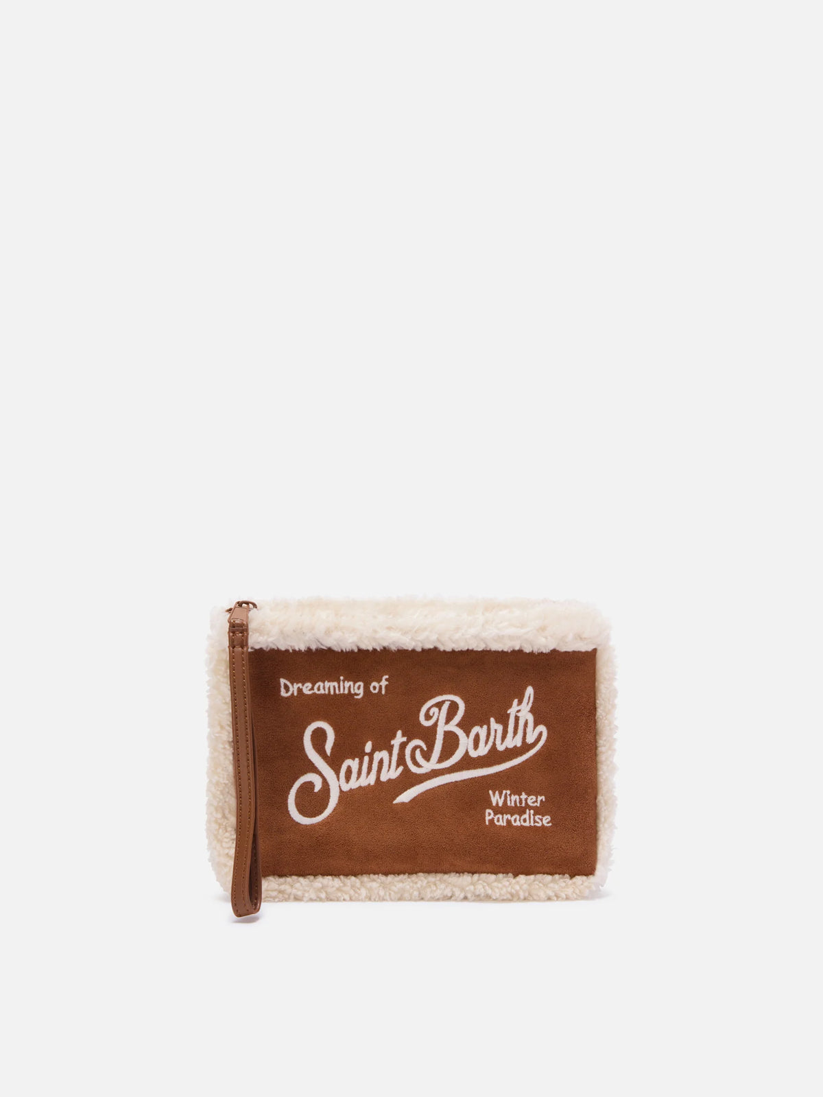 SAINT-BARTH_ALI003301970M-ACCESSORY-brown-aline-faux-shearling-pochette-with-logo-embroidery