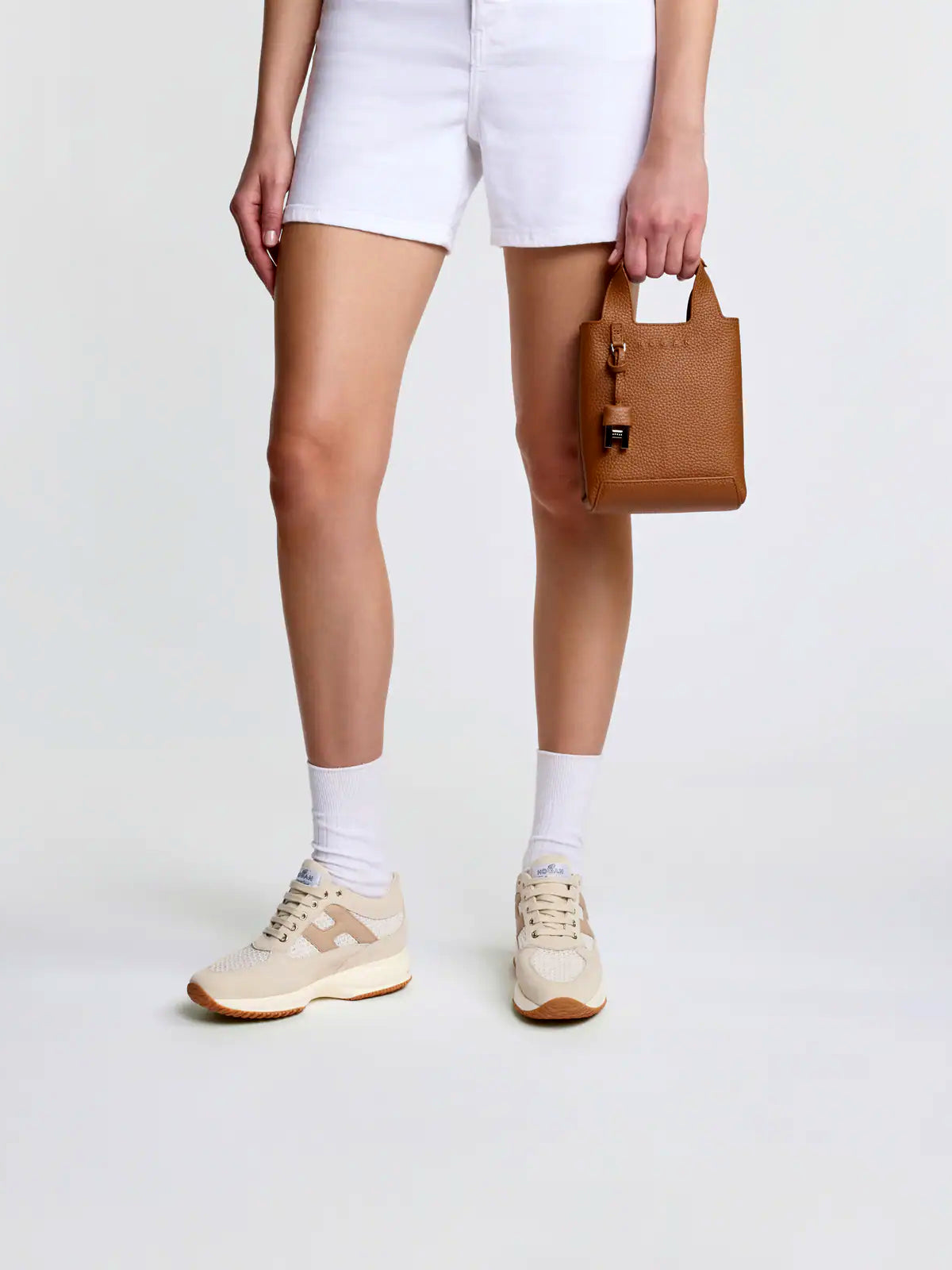 Hogan Sneakers Interactive In Suede E Crochet Beige