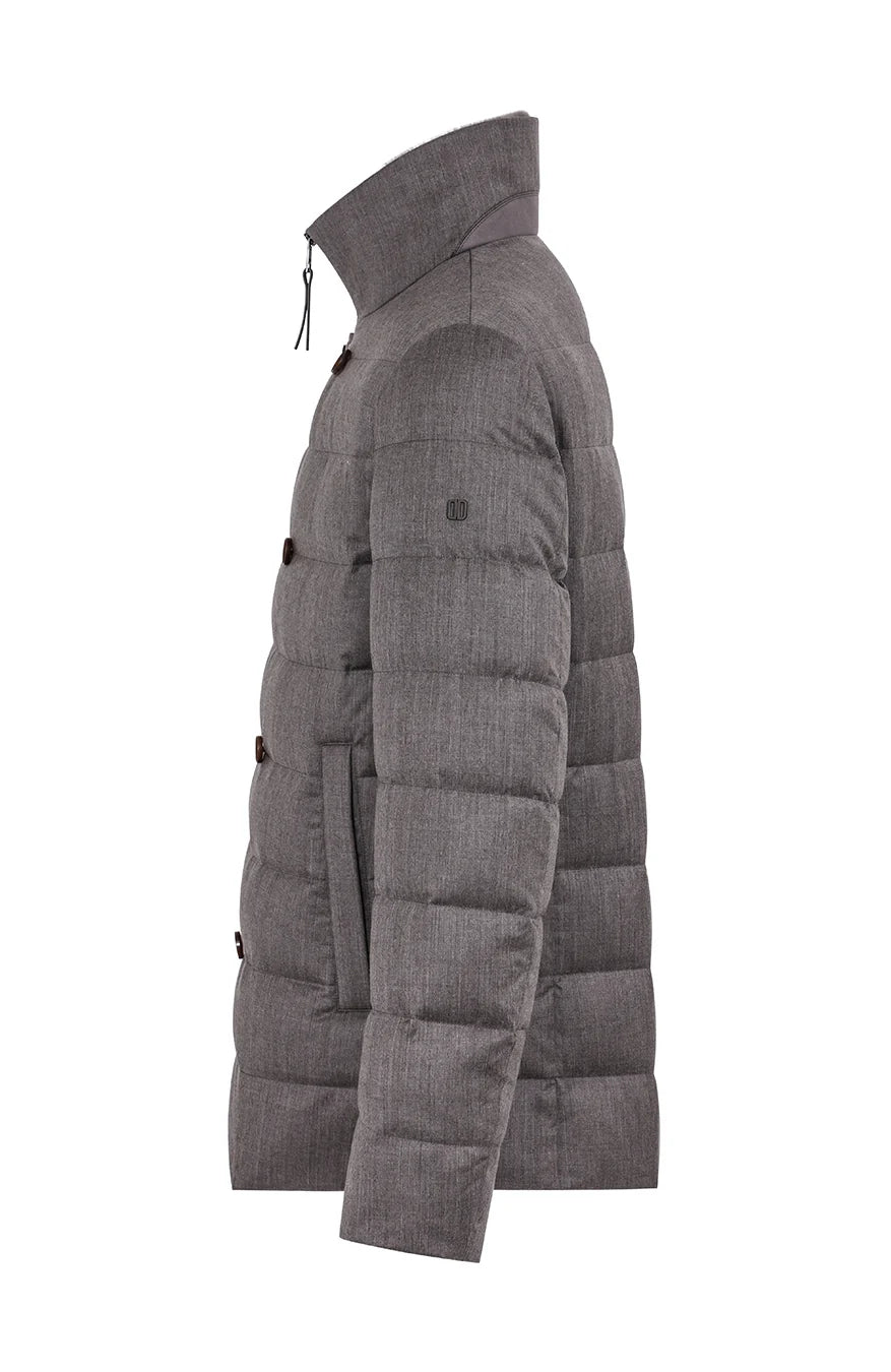 Duno Theodor Short Double-Breasted Pure Wool Down Jacket Dark Stone