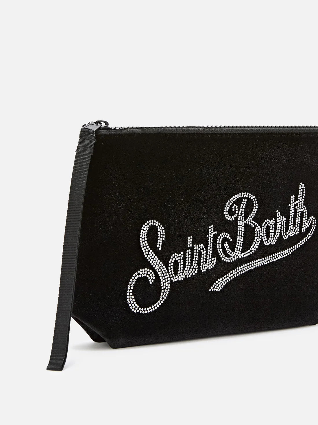 MC2 Saint Barth Aline Velvet Clutch Bag with Rhinestones Black