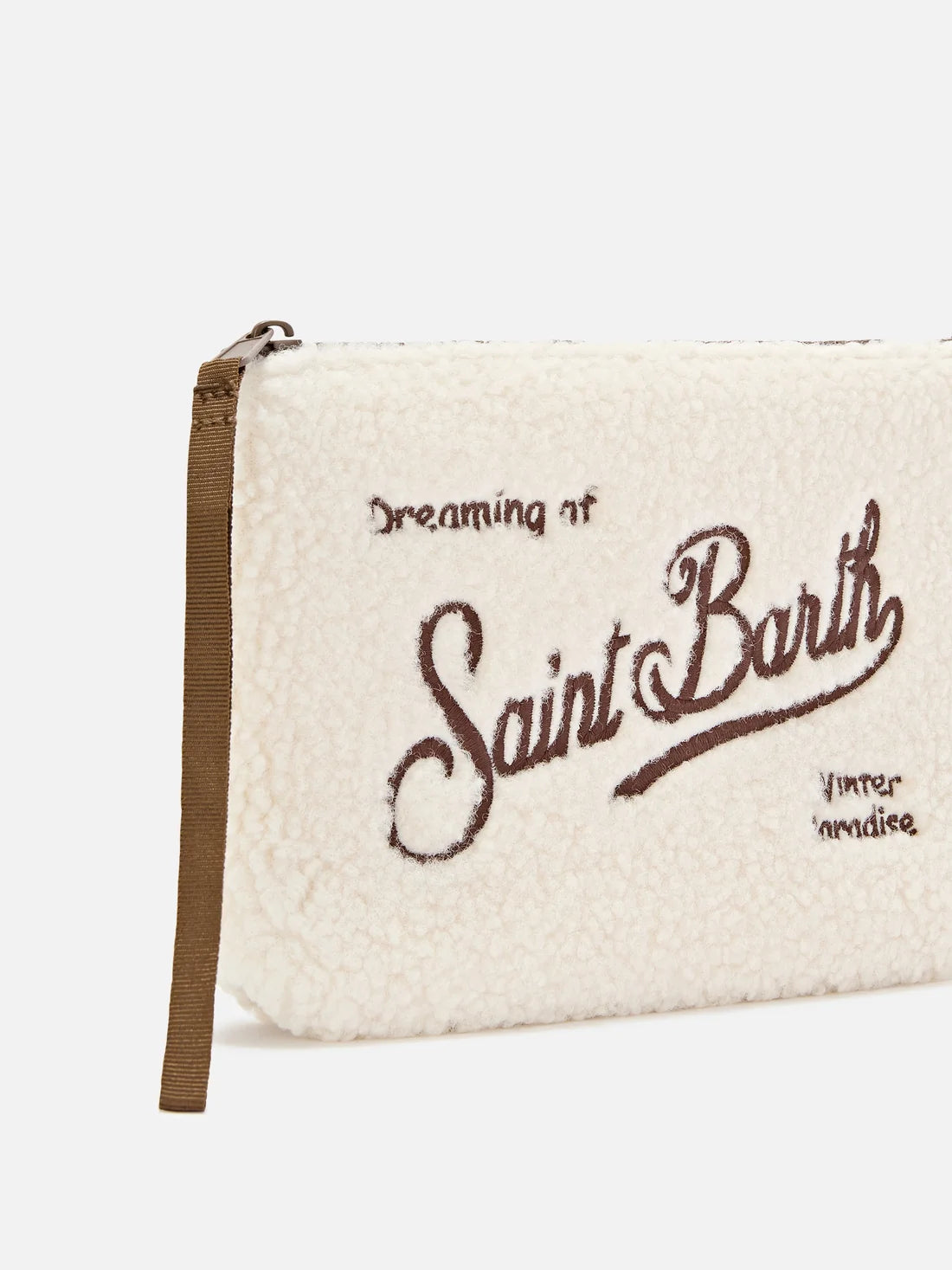MC2 Saint Barth Aline Clutch in Cream and Brown Teddy Fabric