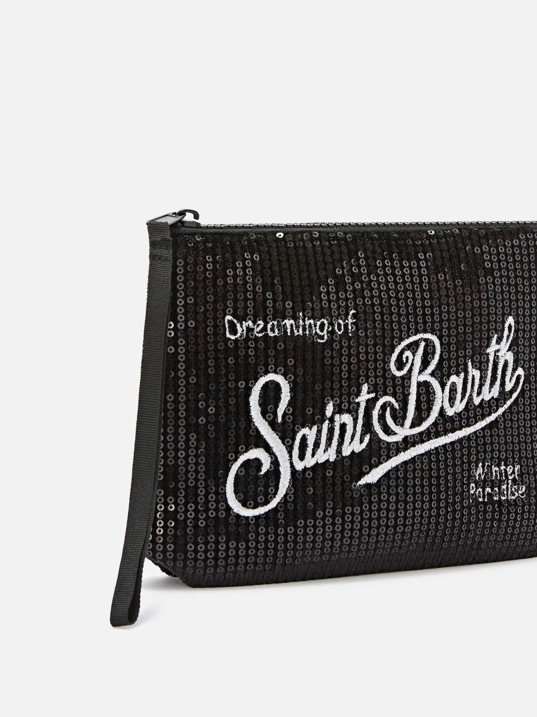 MC2 Saint Barth Aline Velvet Black Glitter Clutch Bag