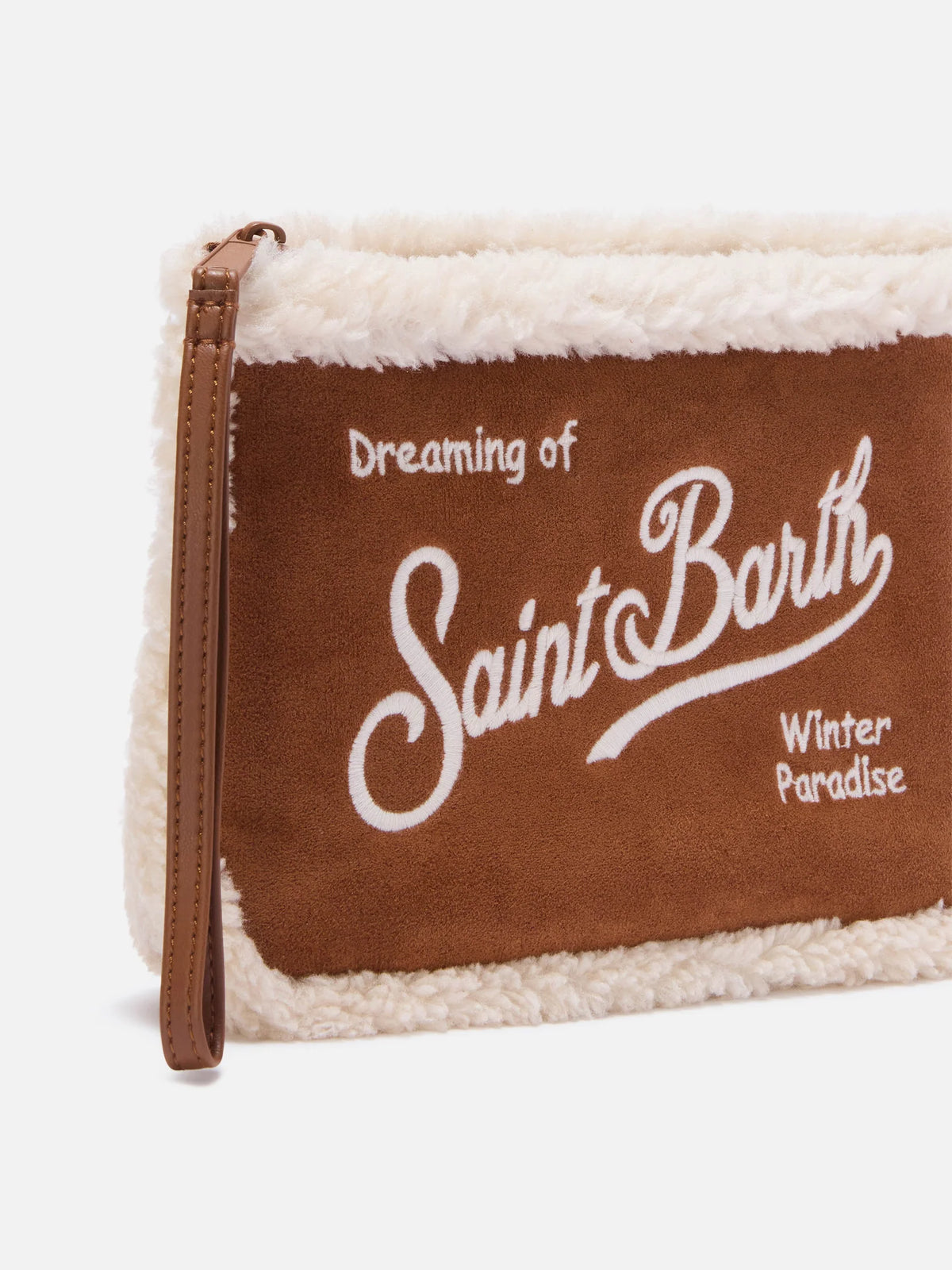 MC2 Saint Barth Aline Brown Shearling Clutch Bag