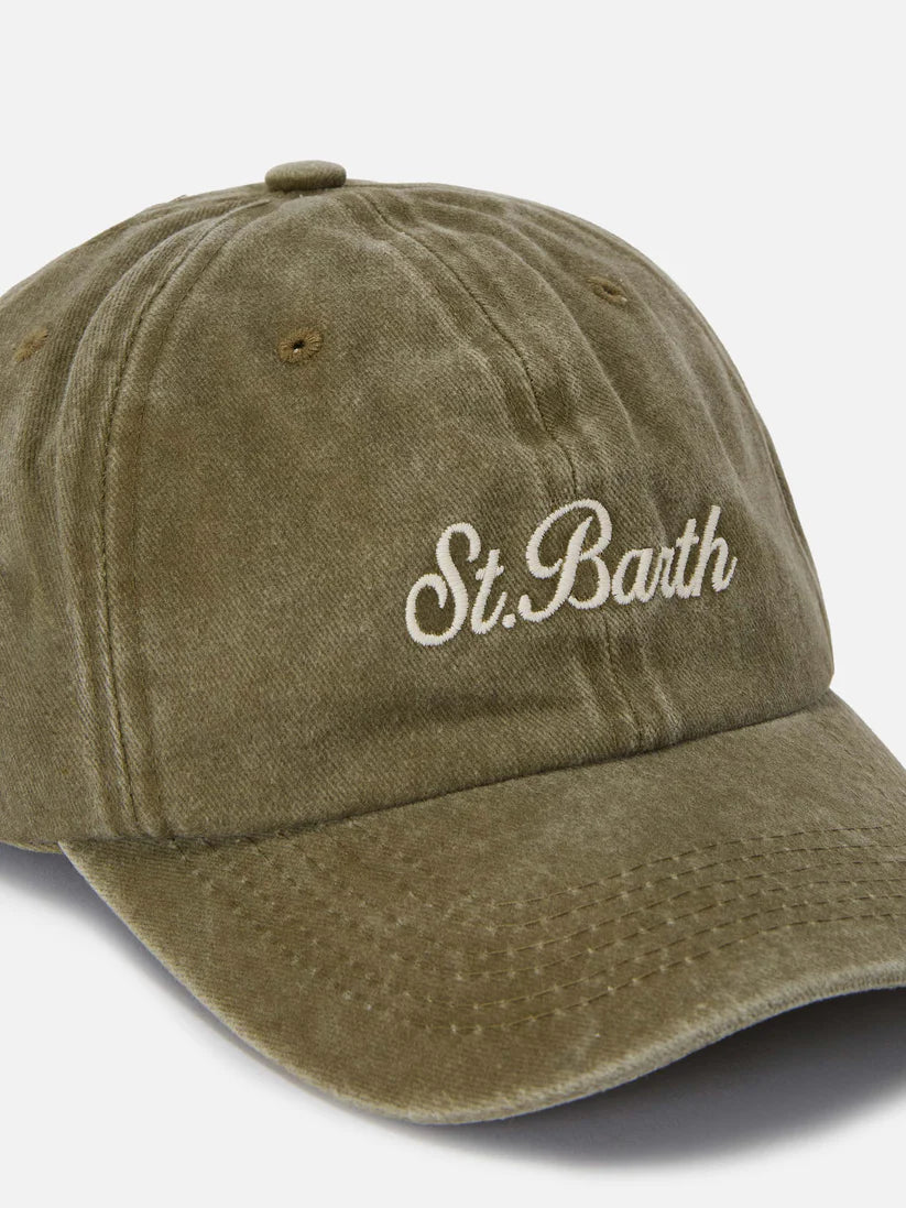 Mc2 Saint Barth Cappellino Davis In Cotone Verde Militare