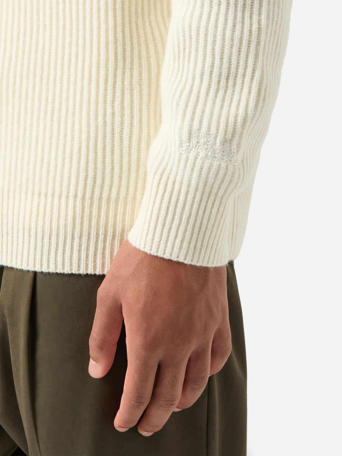 MC2 Saint Barth Downing Cream Ribbed Wool Polo Shirt