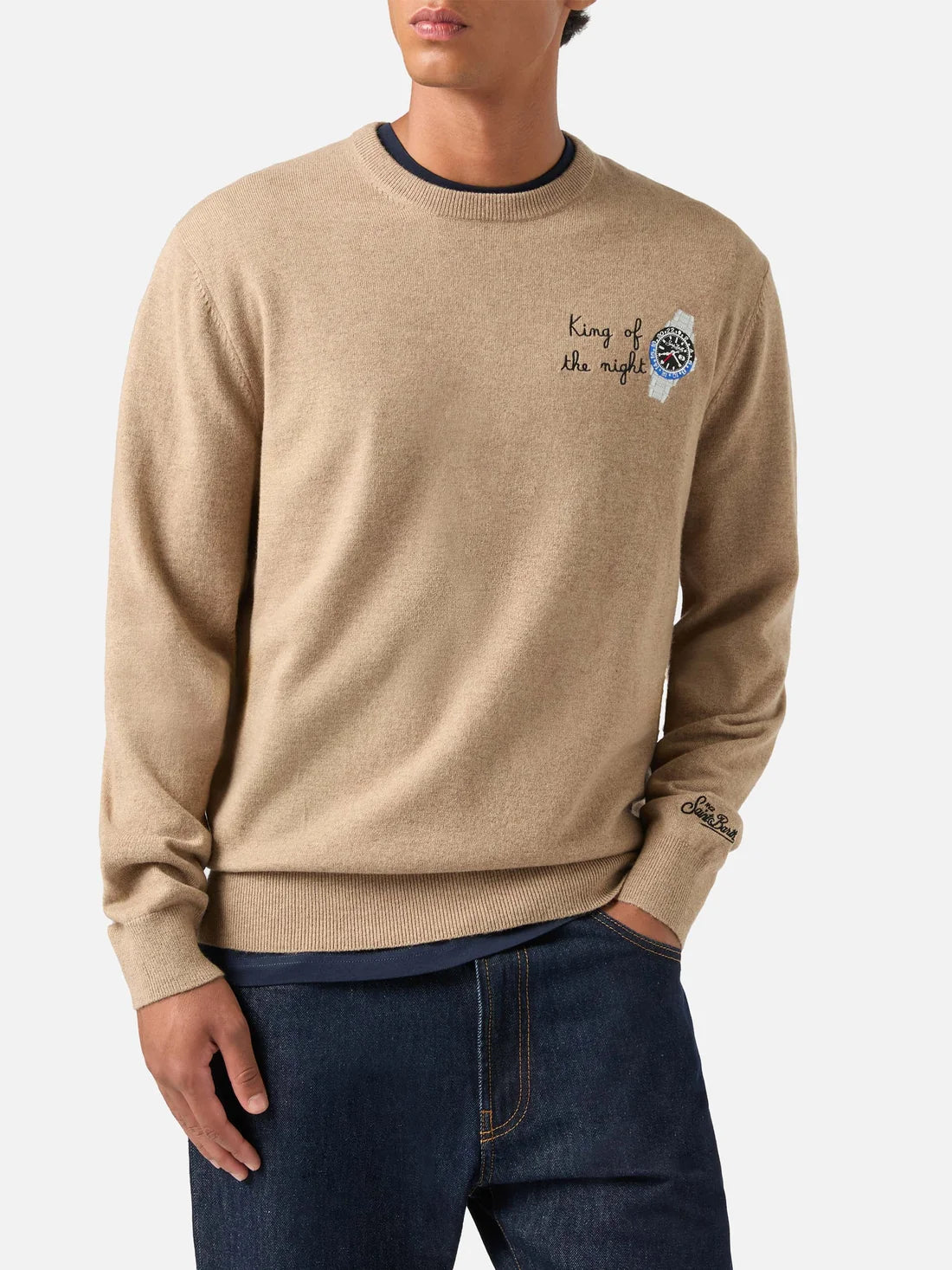 Mc2 Saint Barth Maglia Heron Lana E Cashmere King Of Night Beige