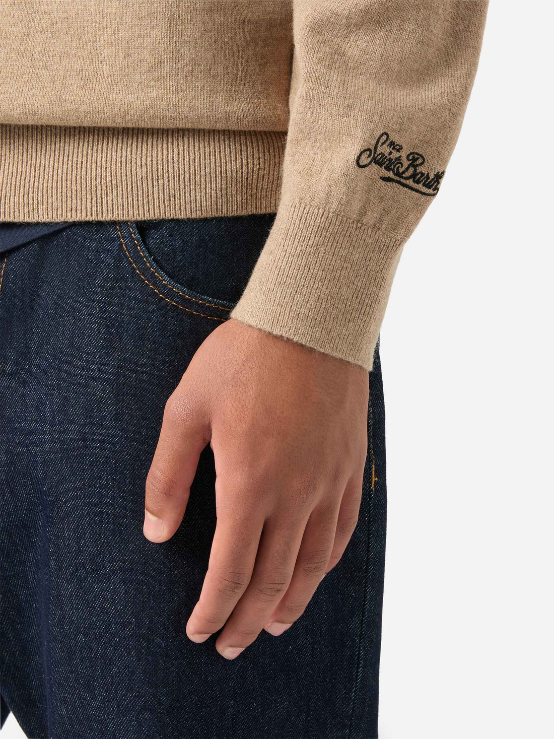 Mc2 Saint Barth Maglia Heron Lana E Cashmere King Of Night Beige
