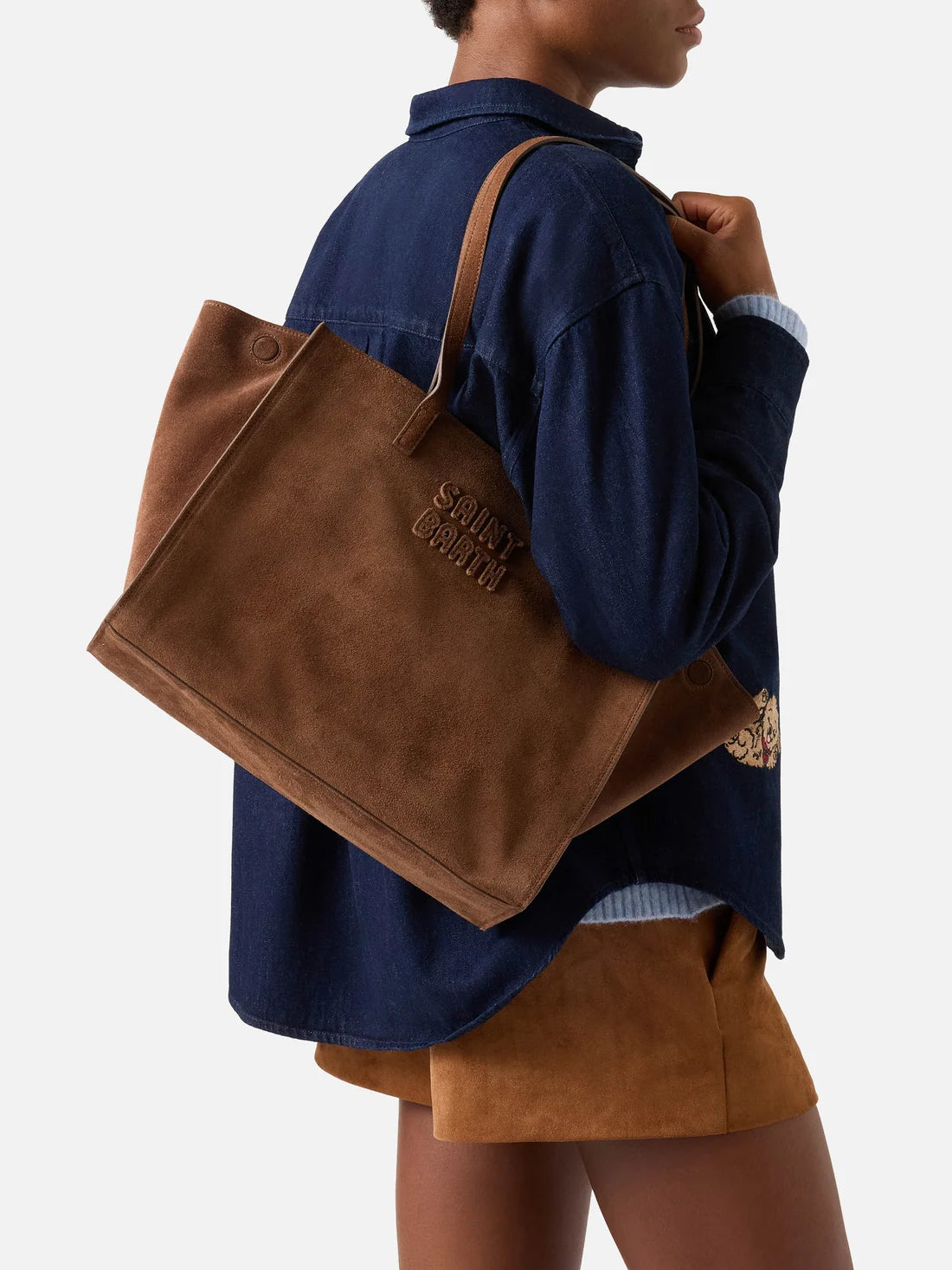Mc2 Saint Barth Borsa Jour Large In Camoscio Marrone