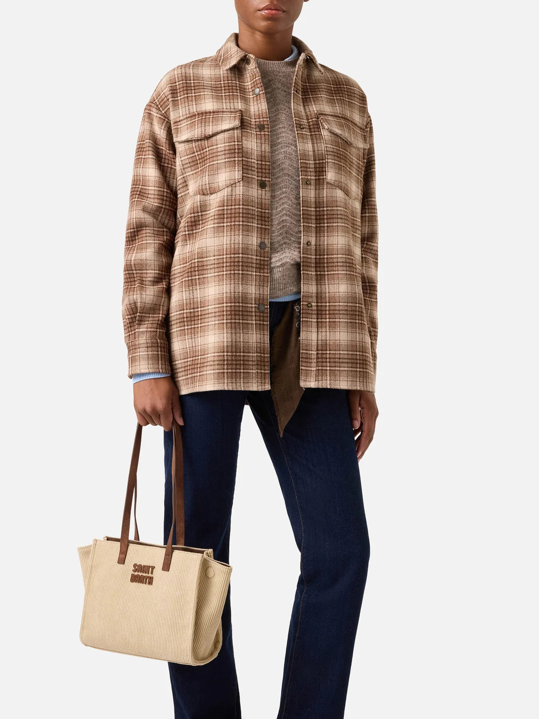 MC2 Saint Barth Jour Bag Midi Suede Corduroy Beige