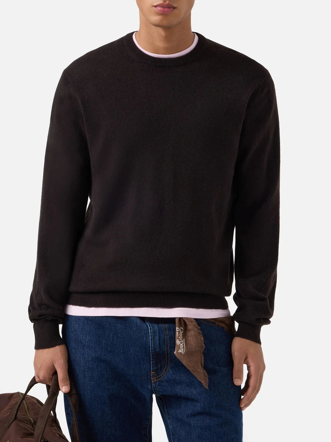 Mc2 Saint Barth Maglia Regent In Cashmere Marrone Scuro
