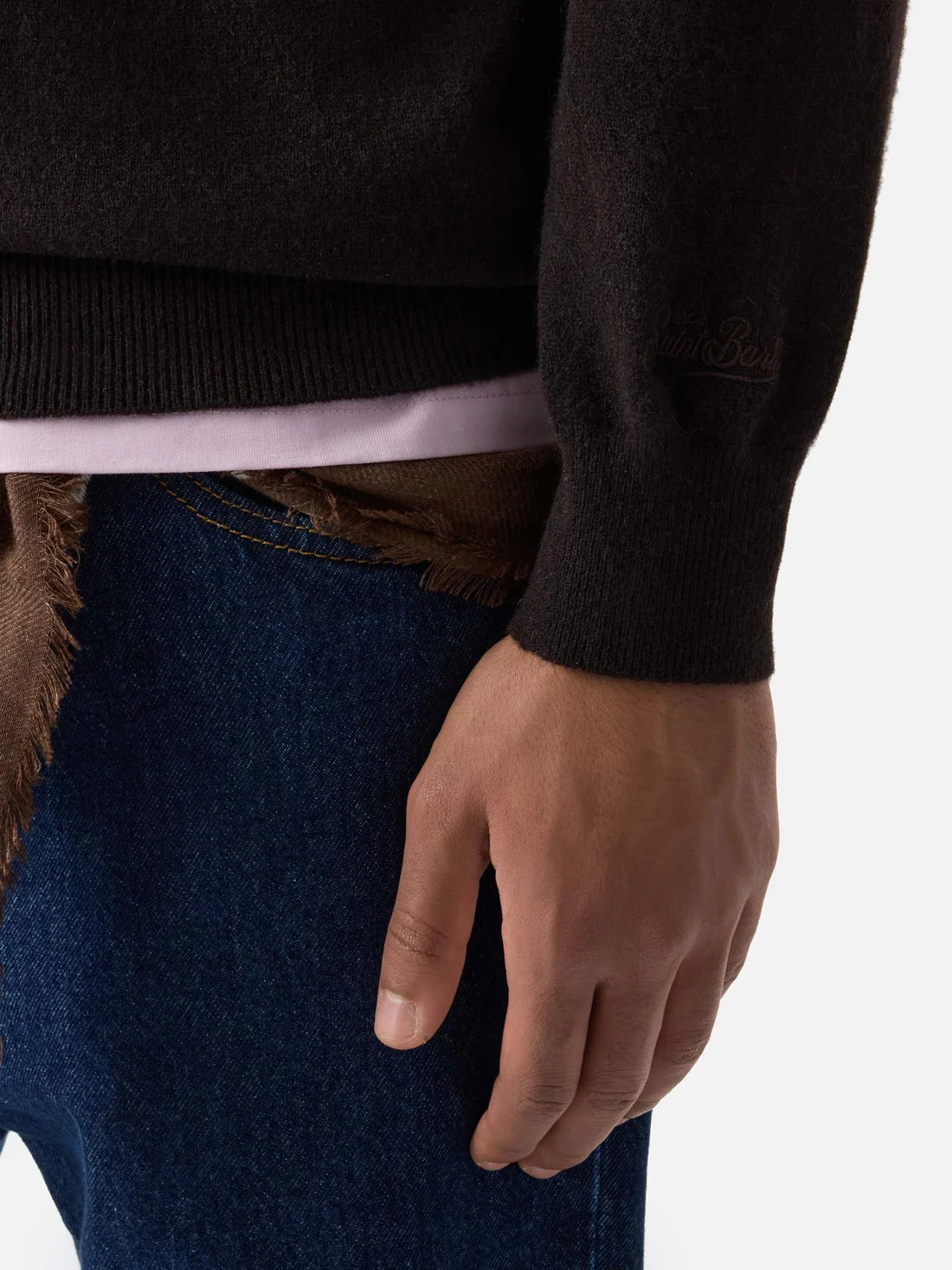 Mc2 Saint Barth Maglia Regent In Cashmere Marrone Scuro
