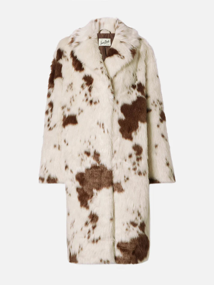 Mc2 Saint Barth Coat Rouge Faux Fur Cow Print