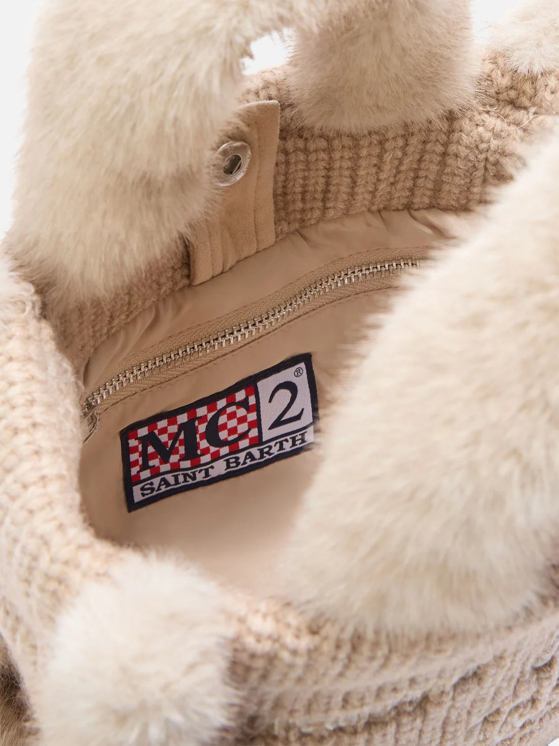 Mc2 Saint Barth Vanity Mini Shearling Rib Bag Beige
