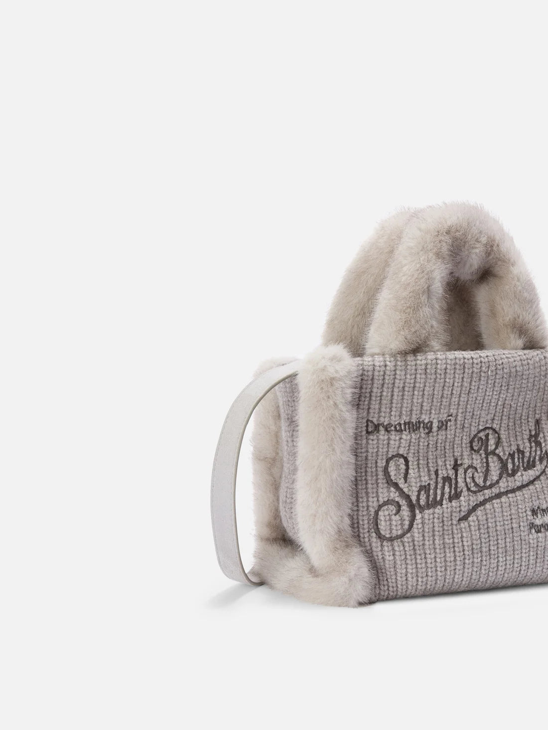 Mc2 Saint Barth Borsa Vanity Mini Shearling Rib Grigia