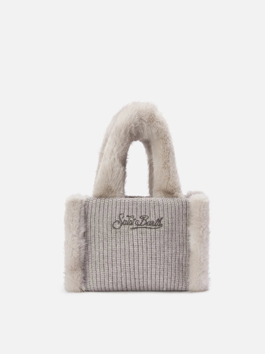 Mc2 Saint Barth Borsa Vanity Mini Shearling Rib Grigia